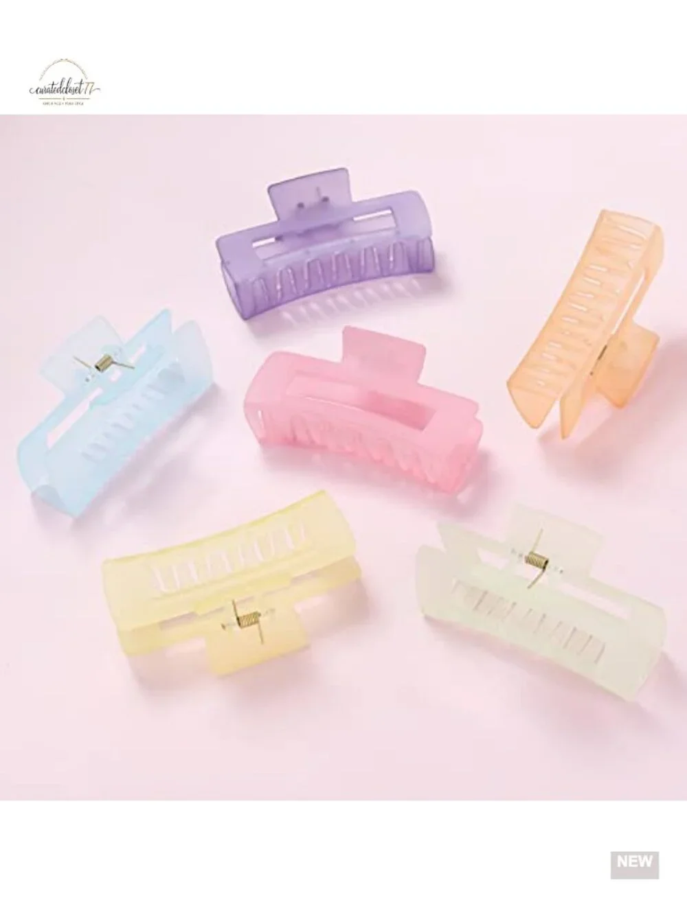 6 Pcs Large Rectangle Hair Claw Clips Nonslip Acrylic for Thick Hair